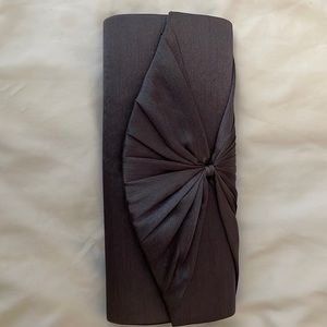 New grey evening purse. Pleated front with chain.
